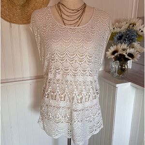 Ivory Lace/Crocheted Top